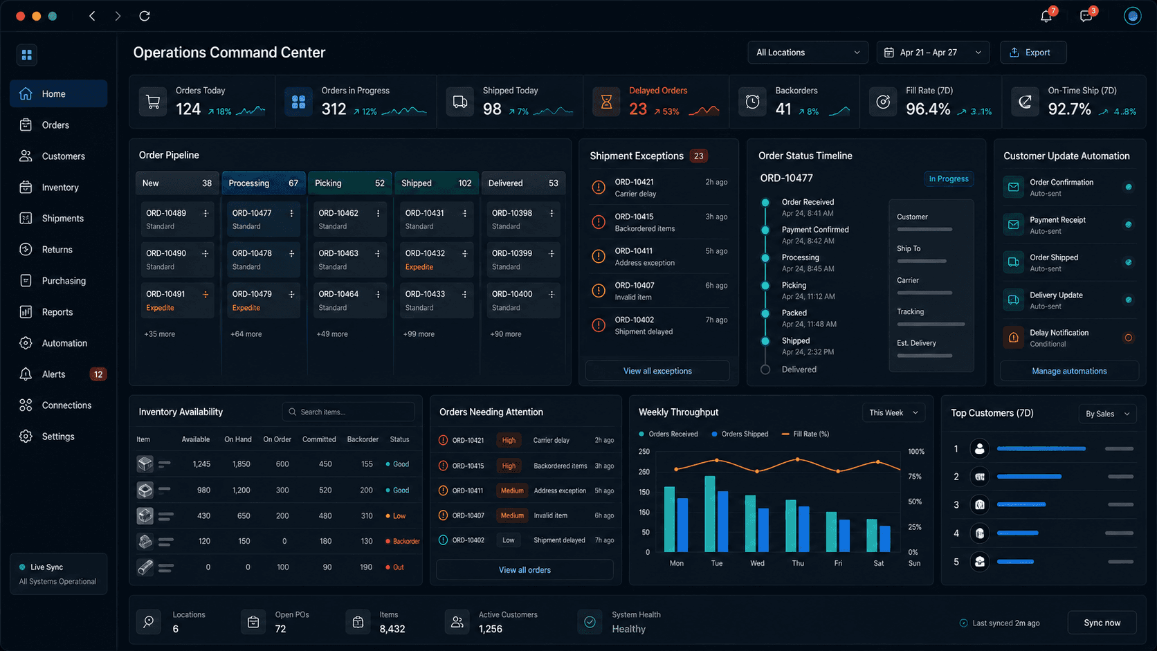 Distributor Order Command Center & ERP-Lite UI Mockup