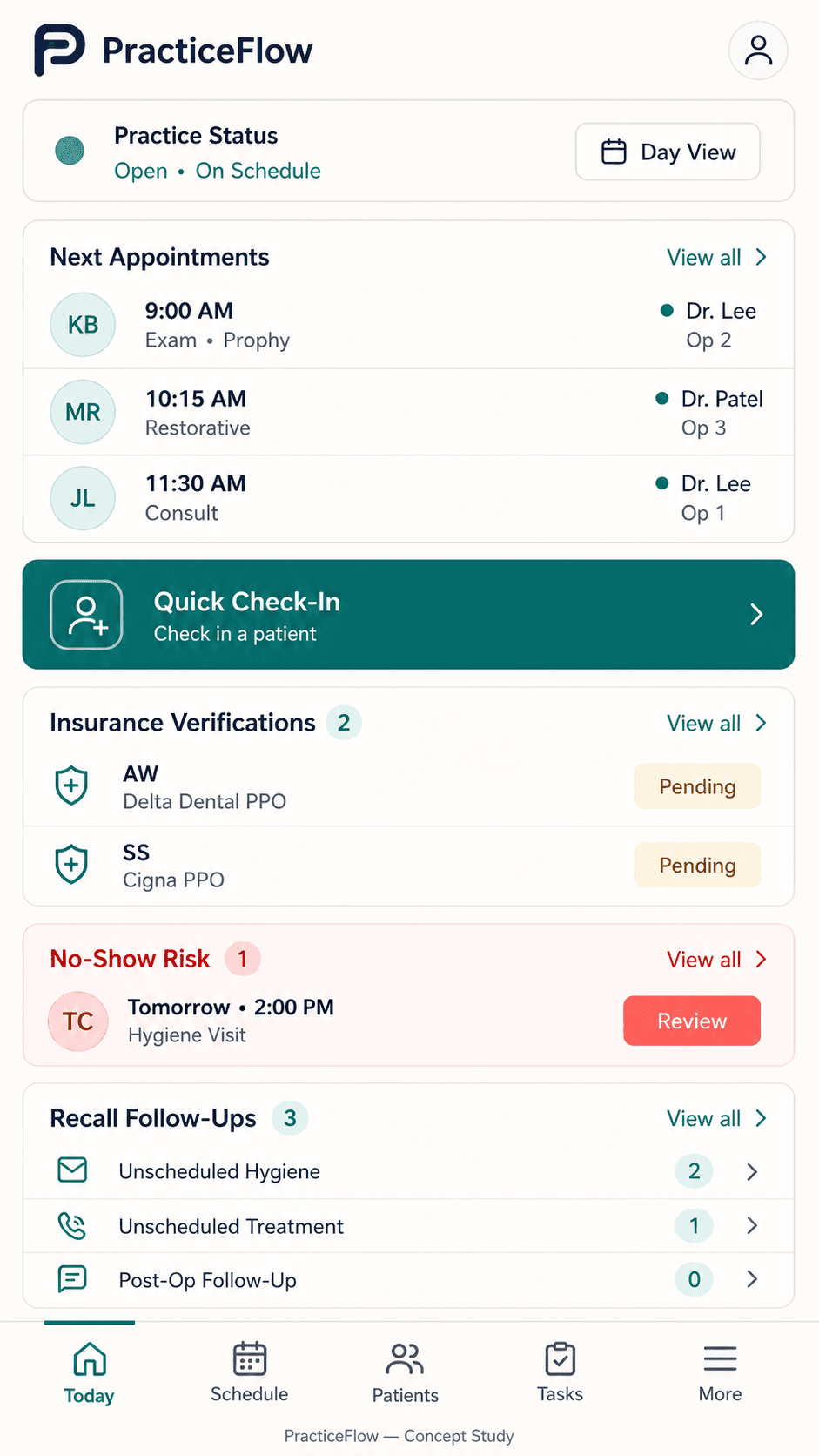 PracticeFlow mobile companion concept